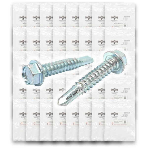Boltsandnuts.Com Unslotted Hex Washer Head Self Drilling Screws - 1465 PCS Assortment Kit #198 - main